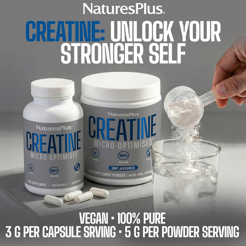 NaturesPlus creatine monohydrate capsules 120 count, UK version