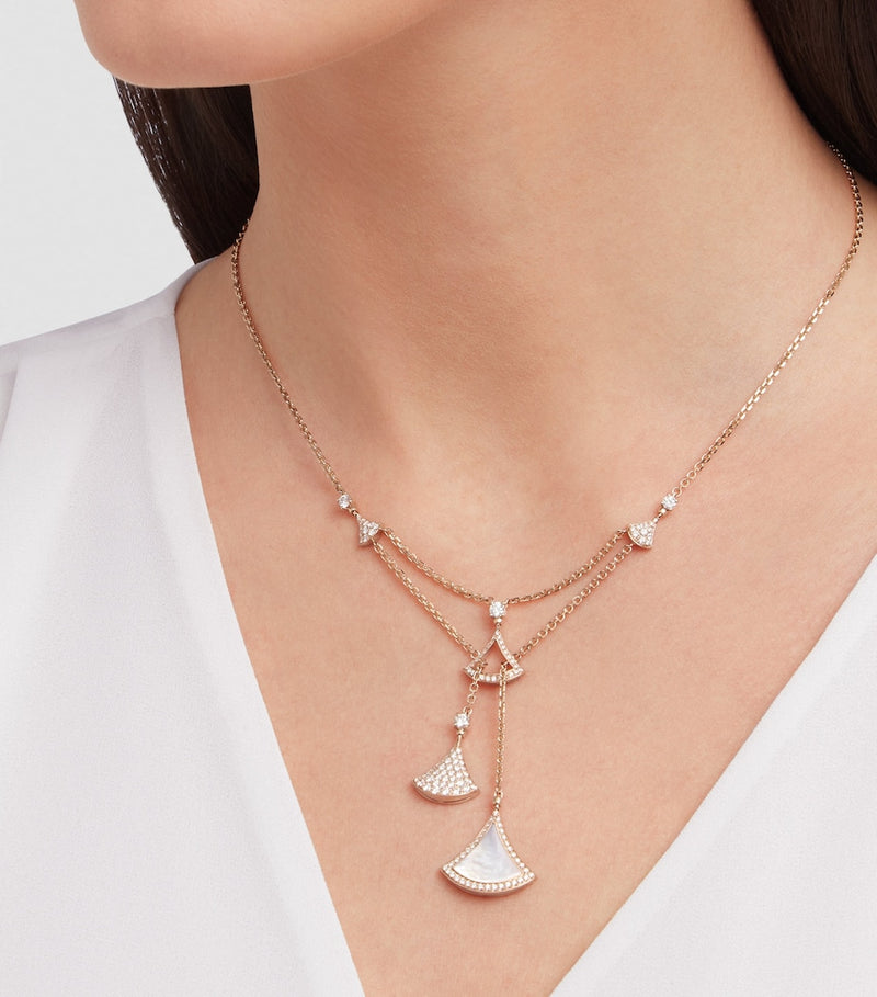 Bvlgari Divas' Dream necklace rose gold mother-of-pearl diamond, imported from the UK