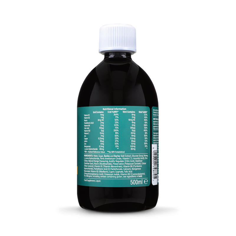 Holland & Barrett liquid iron supplement orange flavour 500ml, UK version