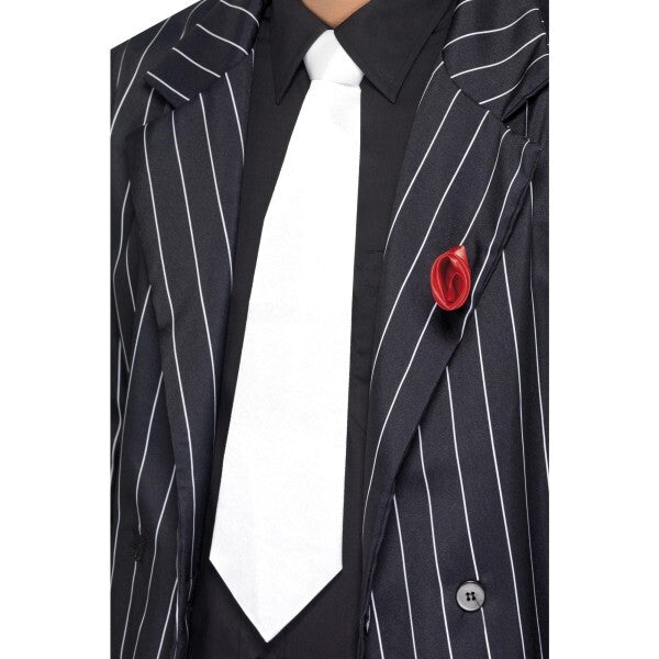 Smiffys white gangster tie on elastic, UK version