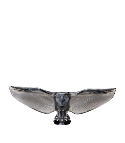 Krystallskulptur av låveugle i krystall, ca. 17 cm x 42 cm x 13 cm