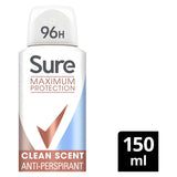 Sure Maximum Protection Clean Scent Anti-perspirant Deodorant Aerosol 150 ml Deodorants Boots   