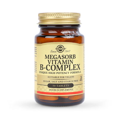 Holland & Barrett Solgar Megasorb Vitamin B-Kompleks Vitamintilskudd 50 Tabletter- Kjøp online hos McGrocer