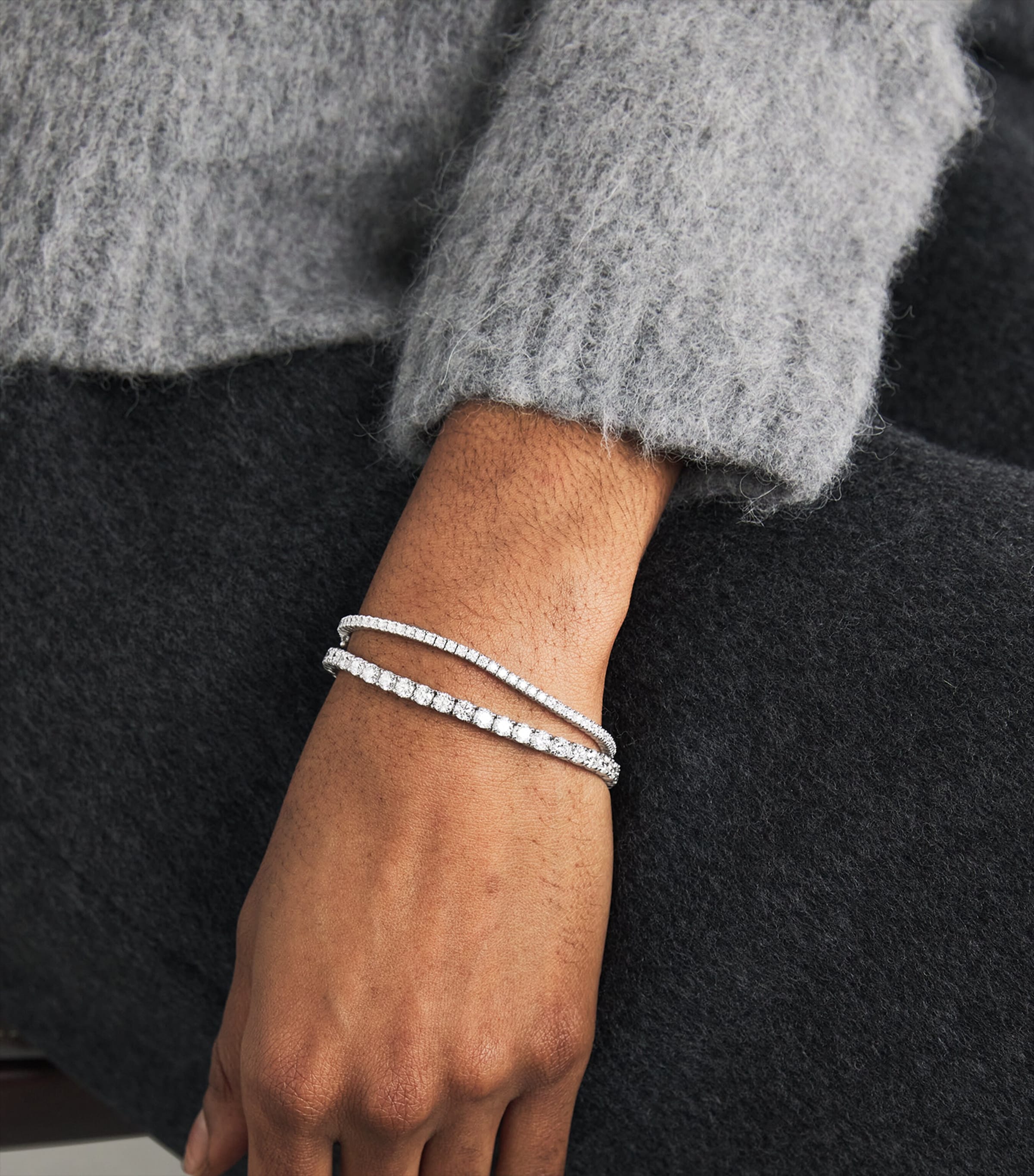 Harrods white gold diamond tennis bracelet 2.00ct - British product