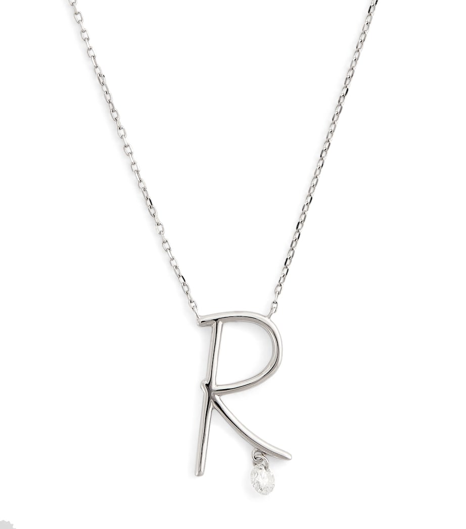 Persée white gold alphabet necklace letter R diamond (British brand)