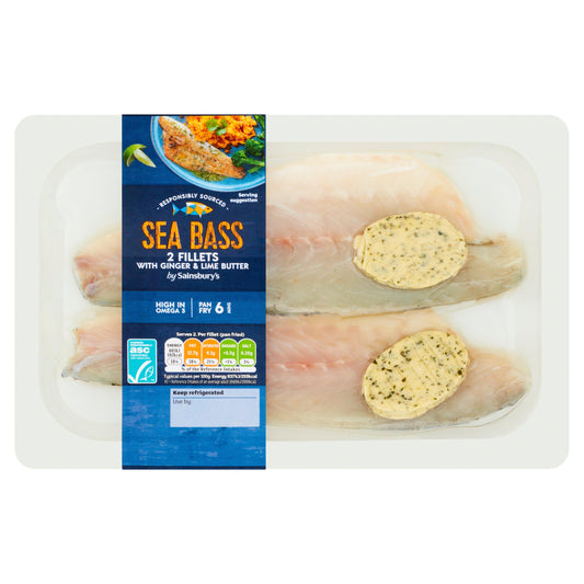 Sainsbury's Sea Bass Fillets ASC With Ginger & Lime Butter x2 200g GOODS Sainsburys   