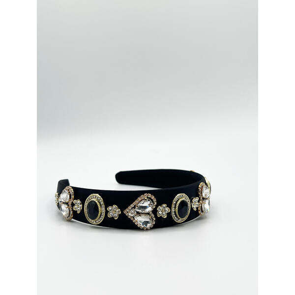 SVNX heart embellished headband in black (British brand)