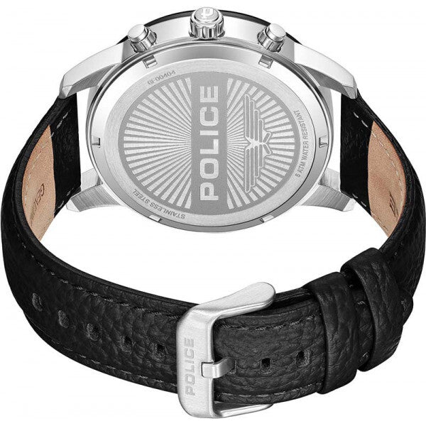 Police Men's Avondale II watch black leather strap - British product