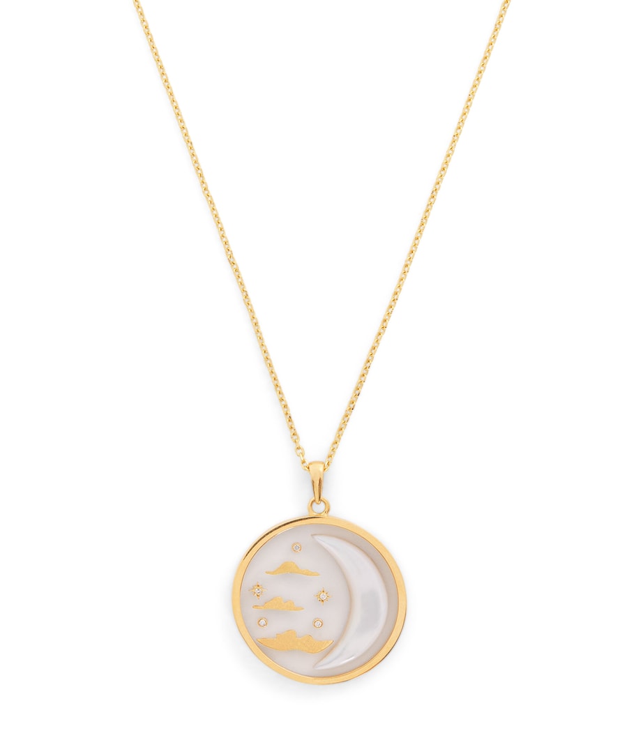L'Atelier Nawbar yellow gold diamond mother-of-pearl necklace (British brand)