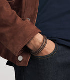 Tateossian Chelsea braided leather bracelet, imported from the UK