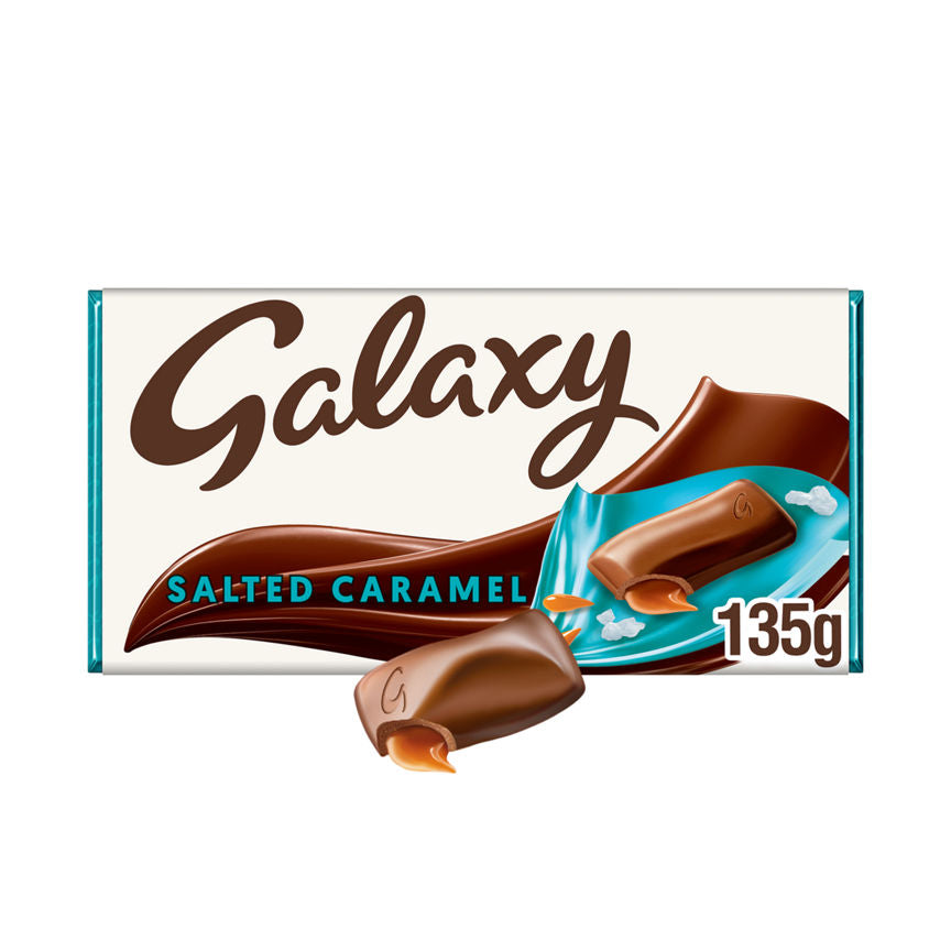 Galaxy Salted Caramel & Milk Chocolate Block Bar Vegetarian 135g GOODS ASDA   