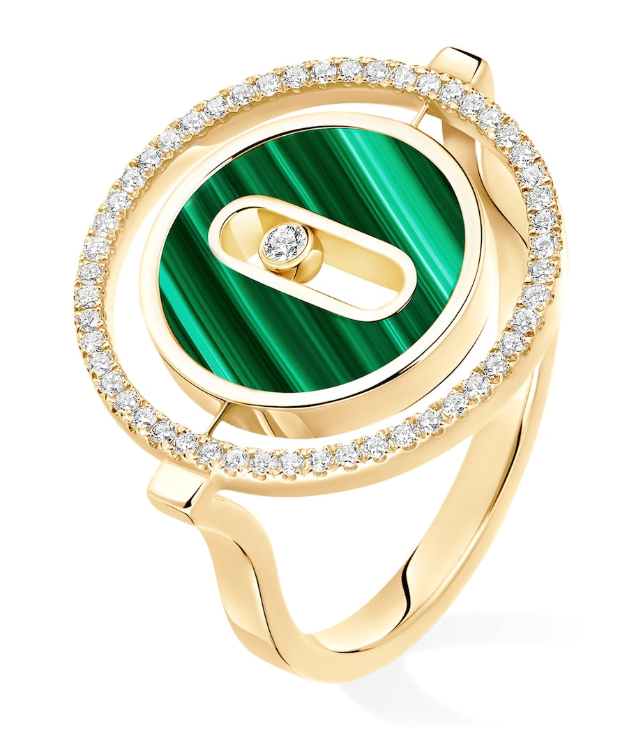 Messika Lucky Move yellow gold diamond malachite ring 0.18ct - British product