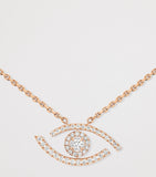 Messika lucky eye pink gold pave diamond necklace 0.29ct, imported from the UK