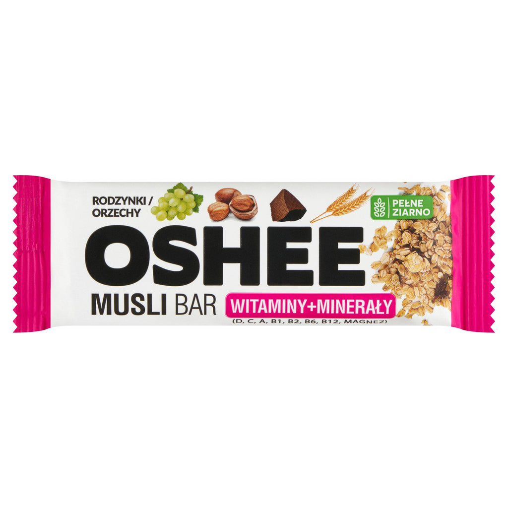 Oshee Vitamin Muesli Bar Hazlenut & Raisin 40g