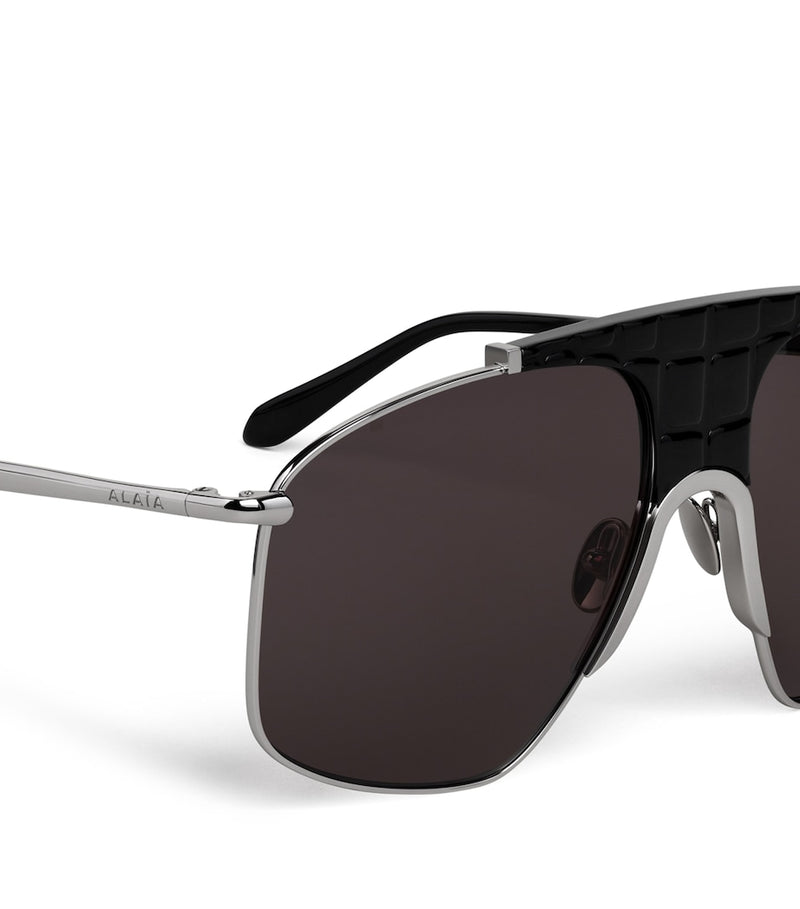 Alaïa oversized metal aviator mask sunglasses, UK version