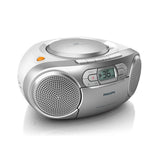 Philips AZ127 portable stereo system in silver, imported from the UK