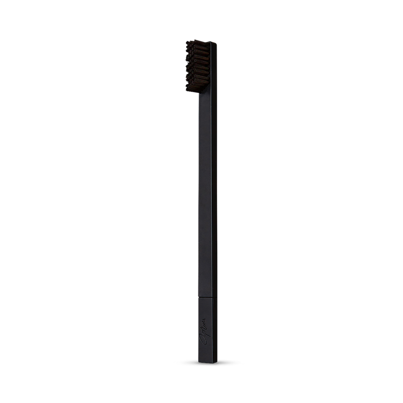 Apriori Midnight Black medium toothbrush, imported from the UK