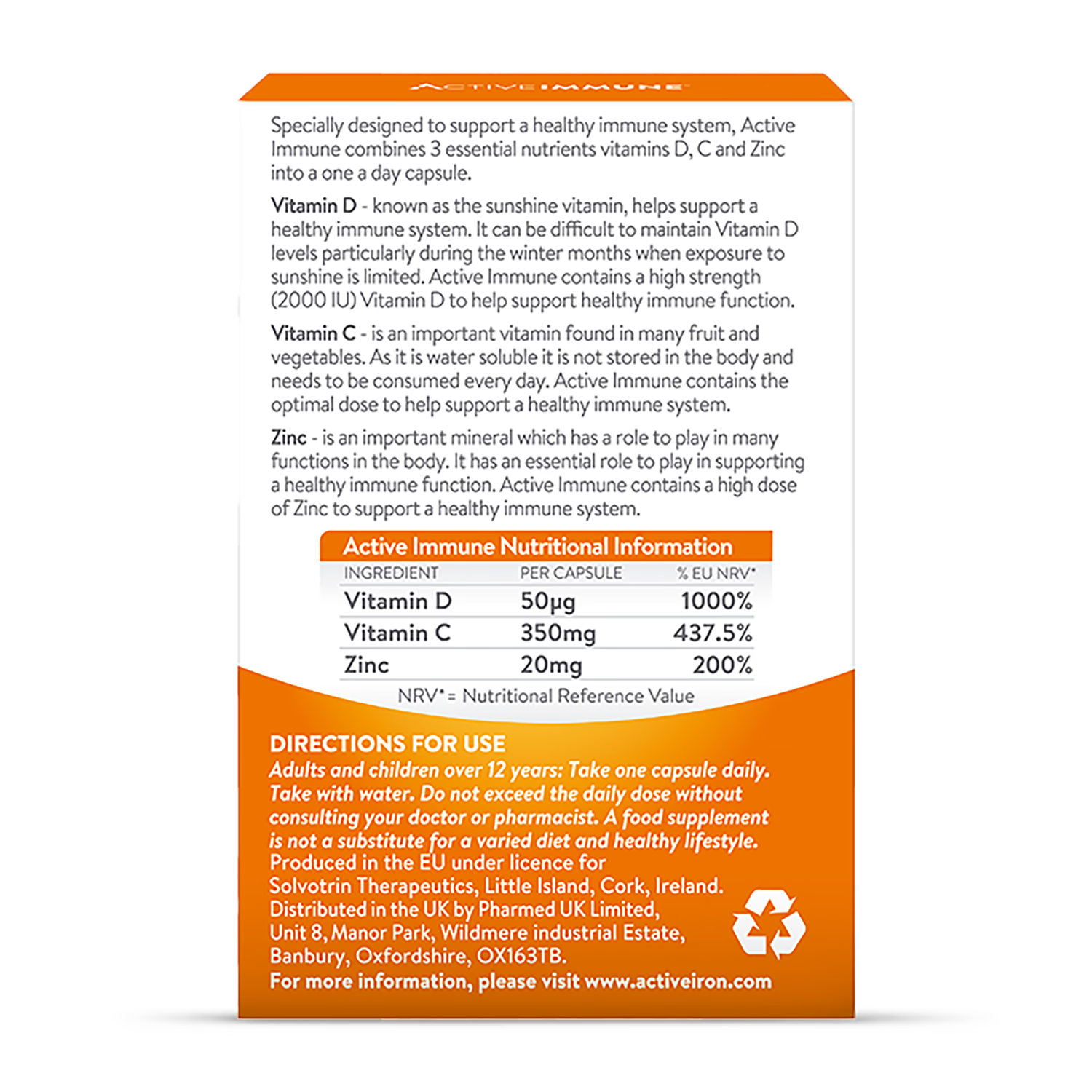 Active Immune daily diet capsules 30 pack - British product