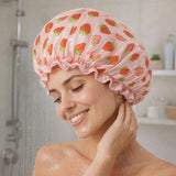 Studio Dry strawberry matcha reusable shower cap - British product