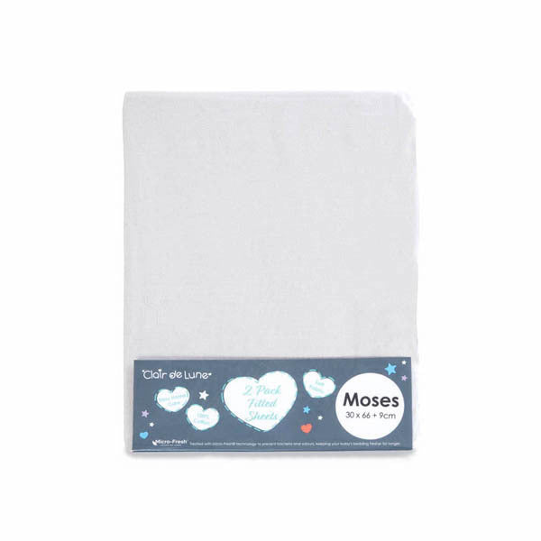 Clair De Lune Fitted Sheet Twin Pack Moses Grey - McGrocer