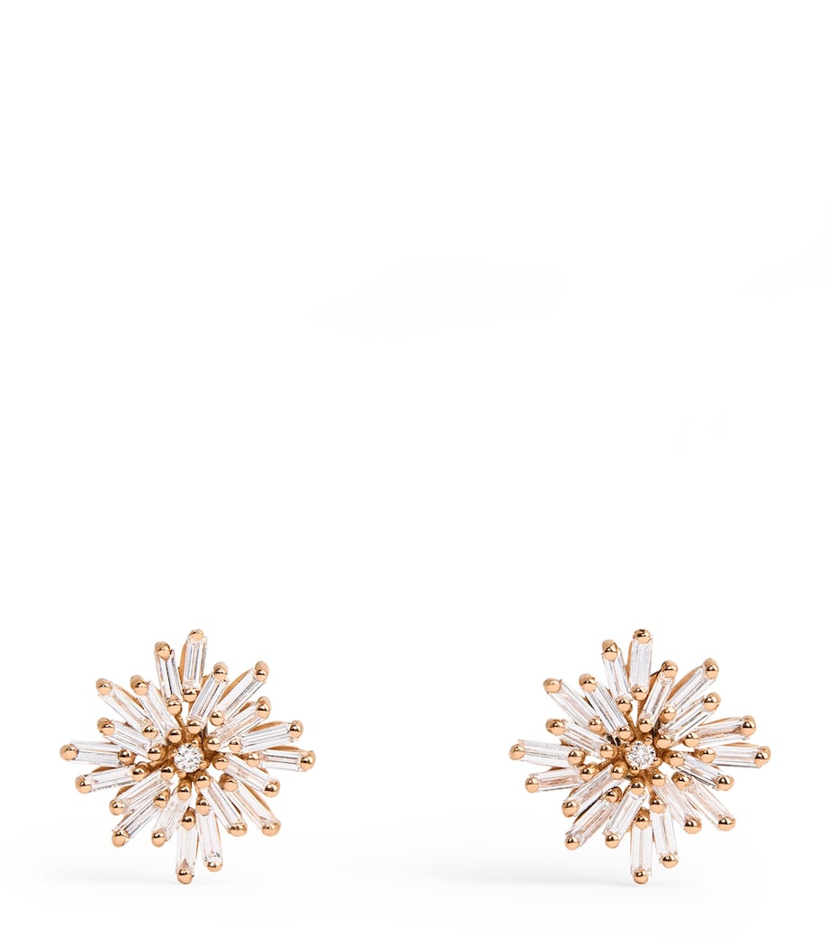 Suzanne Kalan rose gold diamond stud earrings (British brand)