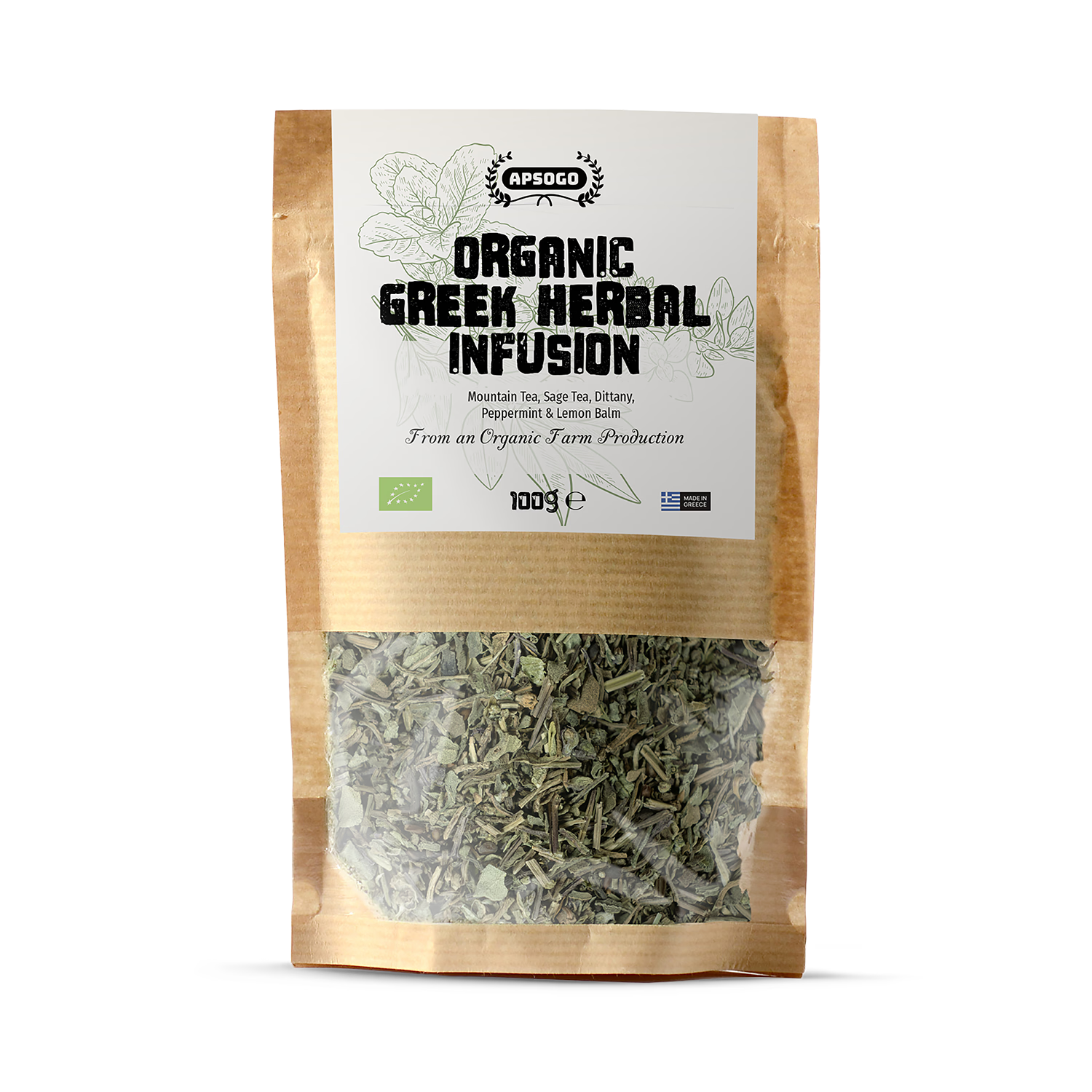 APSOGO organic herbal tea loose leaf 100g, imported from the UK