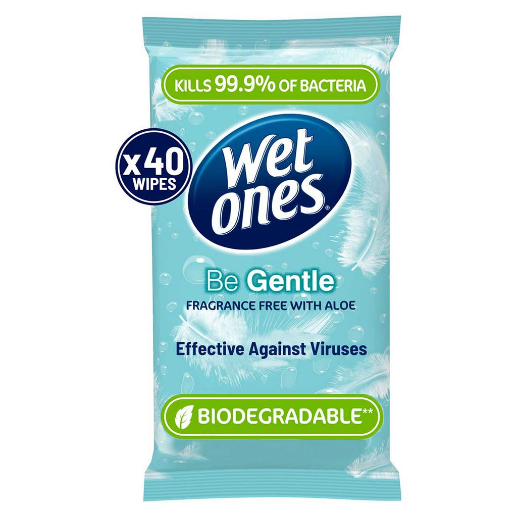 Wet Ones Be Gentle Biodegradable Antibacterial Hand Wipes, 40 Pack