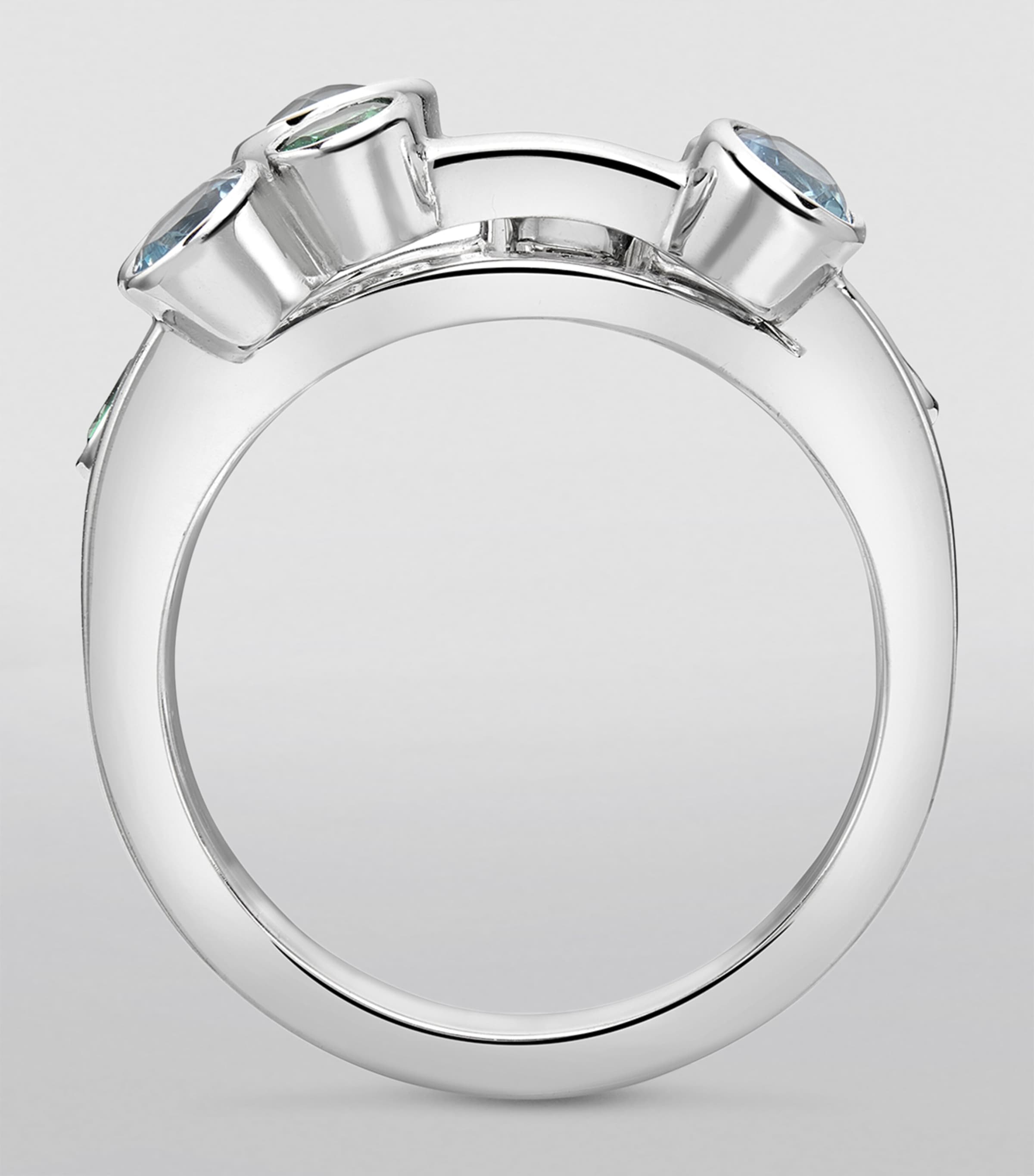 Boodles Watercolour ring with tsavorite tanzanite and aquamarine - British product