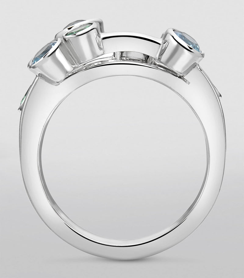 Boodles Watercolour ring with tsavorite tanzanite and aquamarine - British product