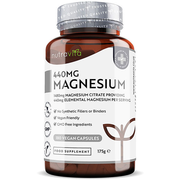 Nutravita Magnesium Citrate 1480mg - 180 Vegan Capsules