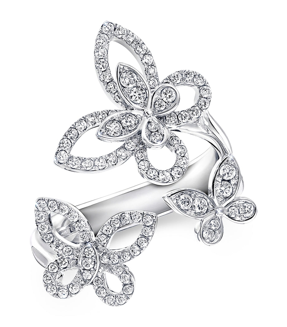 Graff white gold diamond butterfly ring, UK version