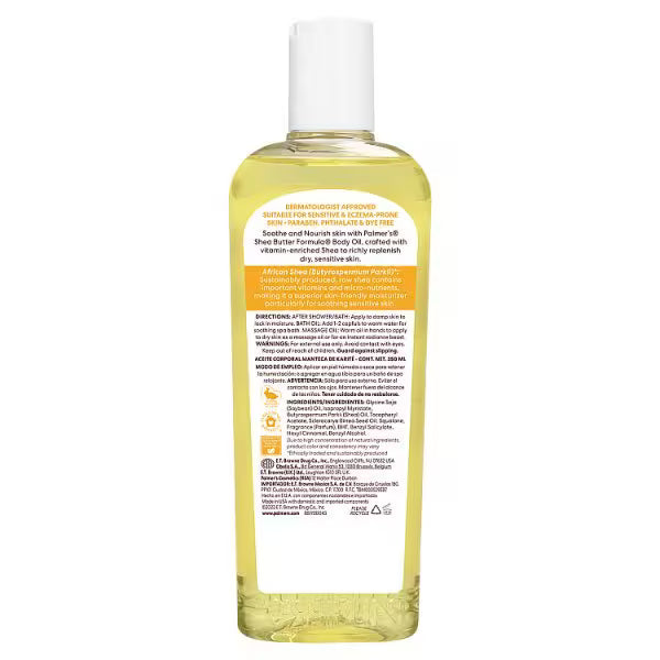 Palmer's Raw Shea Nourish Body Oil 250ml, imported from the UK