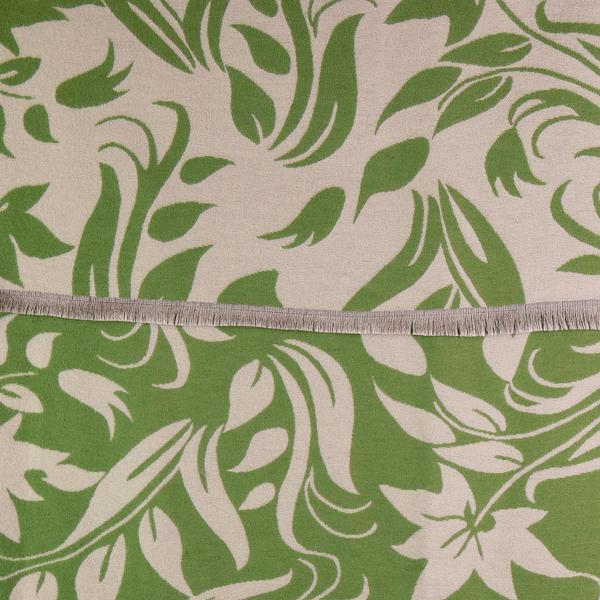 POM jacquard scarf green beige leaf silhouette 69x184cm - British product