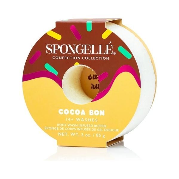 Spongelle Confection Collection cocoa body wash infused buffer, imported from the UK