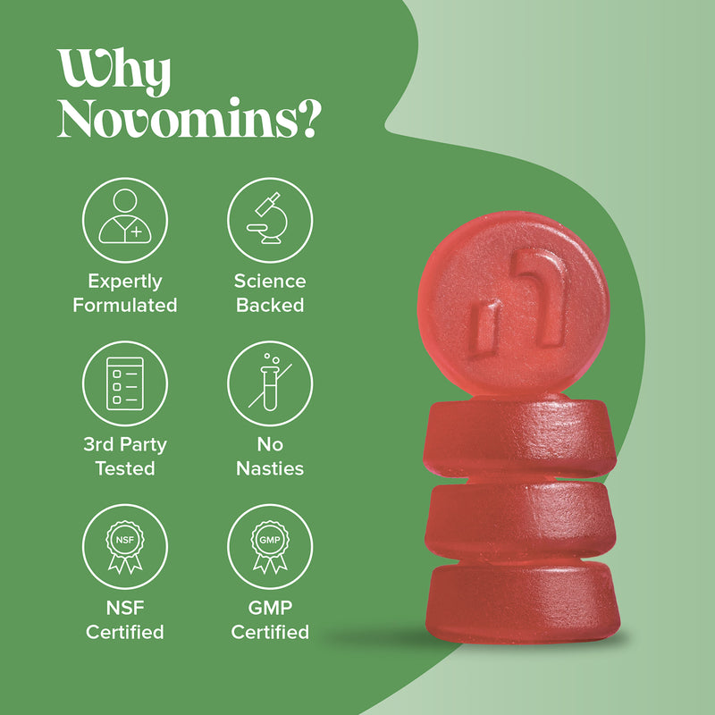Novomins Lion's Mane gummies orange flavoured 60 count, UK version