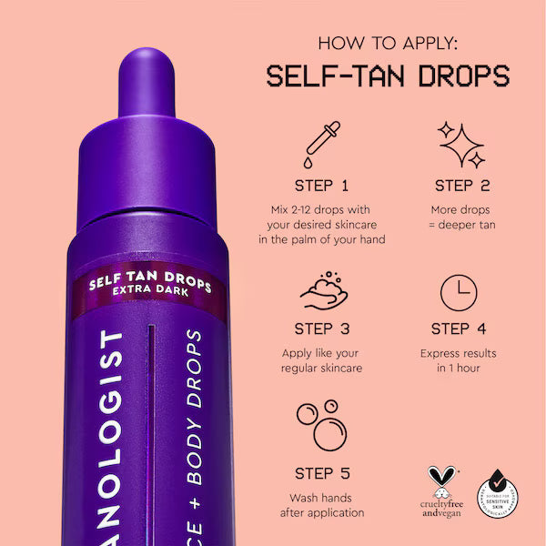 Tanologist Face and Body Self Tan Drops Extra Dark 30ml (British brand)