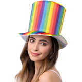 Smiffys deluxe pride rainbow stripe top hat, UK version
