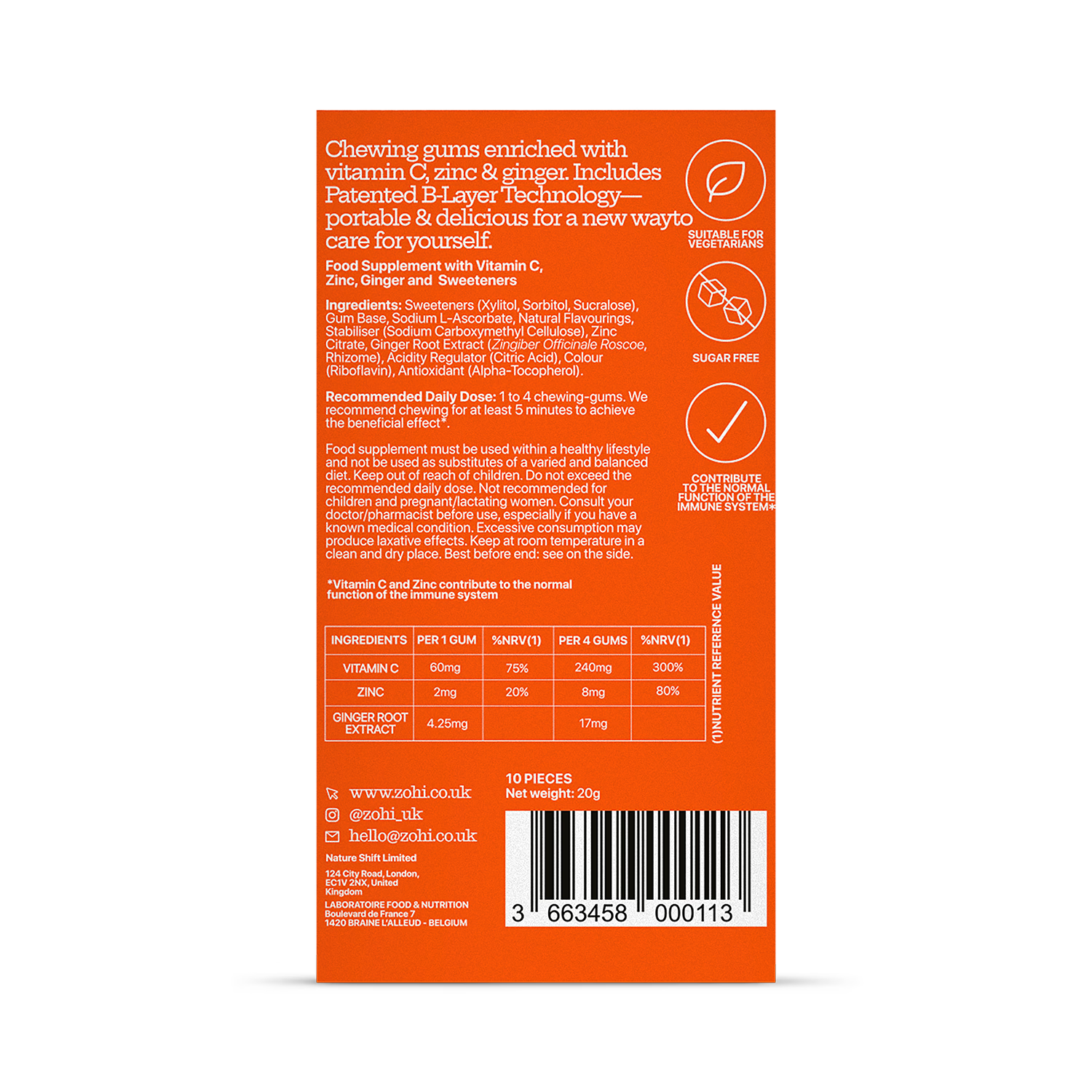 ZÖHI lemon chewing gum 50 mg 10 pack - British product