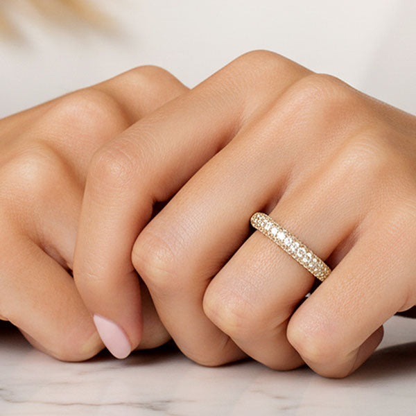 MUCHV gold dome ring with cubic zirconia 4mm, UK version