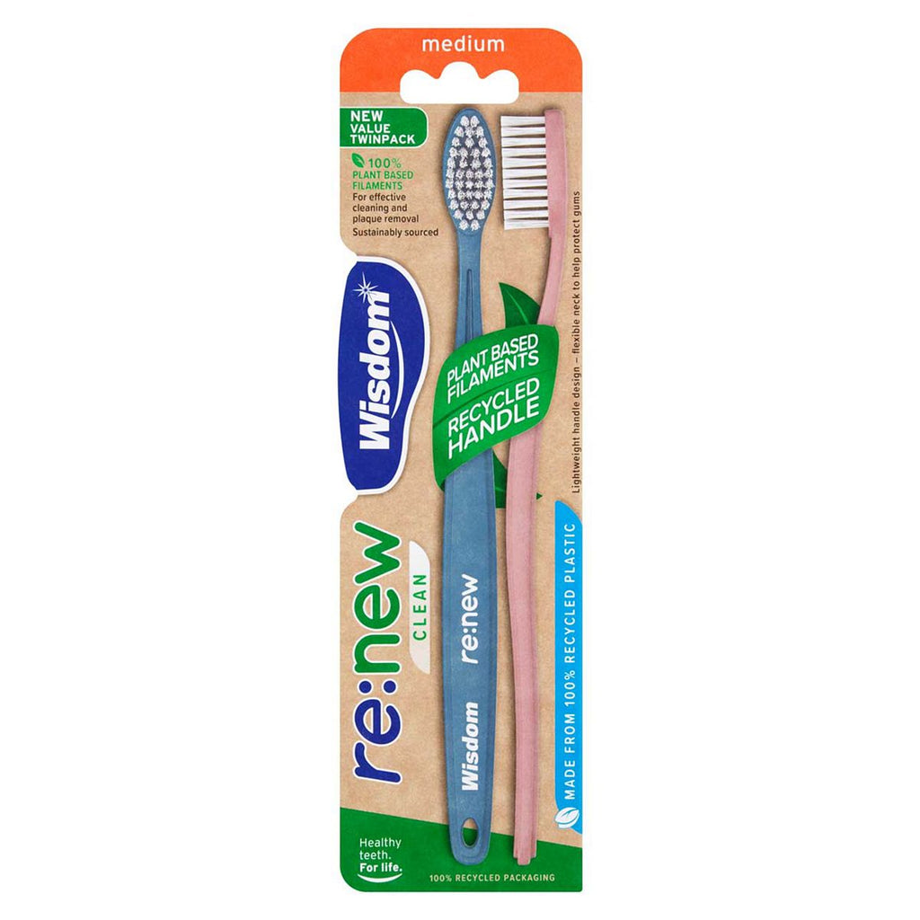 Wisdom Re:new Clean Toothbrush Medium Twin Pack