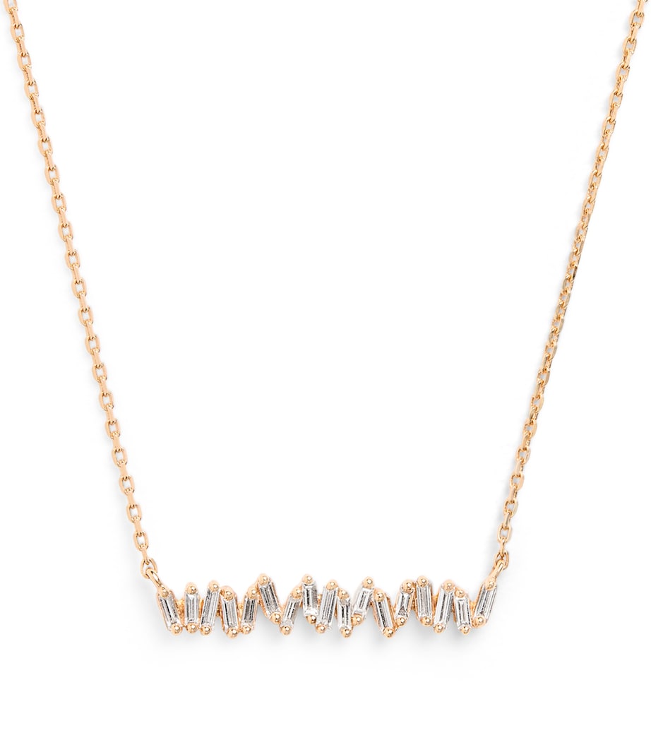 Suzanne Kalan rose gold diamond bar necklace, imported from the UK
