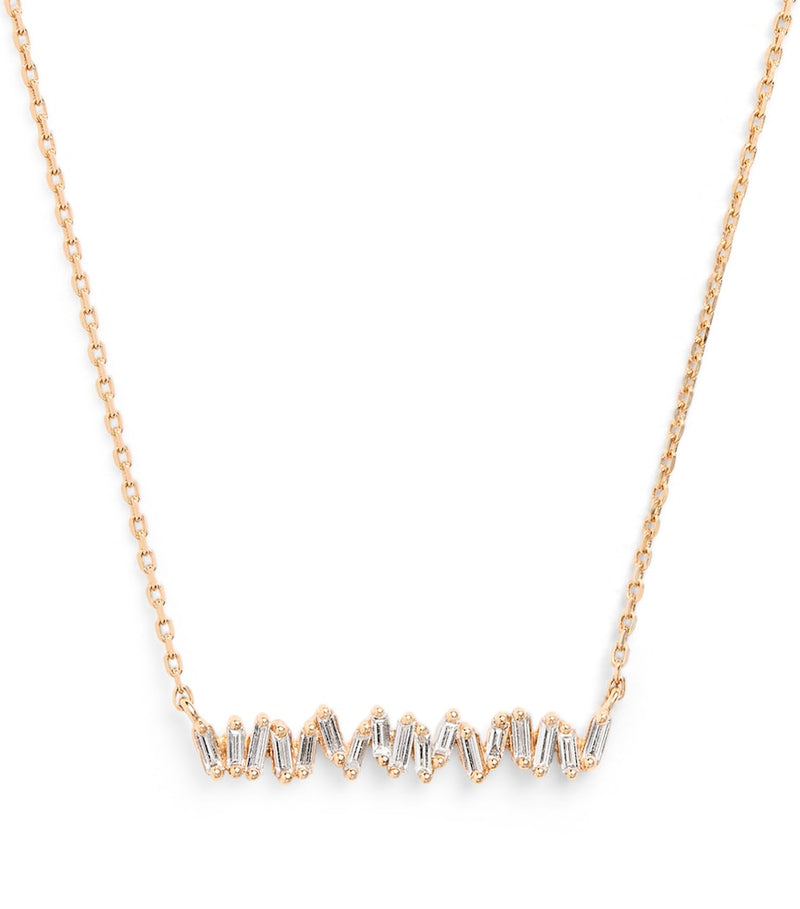 Suzanne Kalan rose gold diamond bar necklace, imported from the UK
