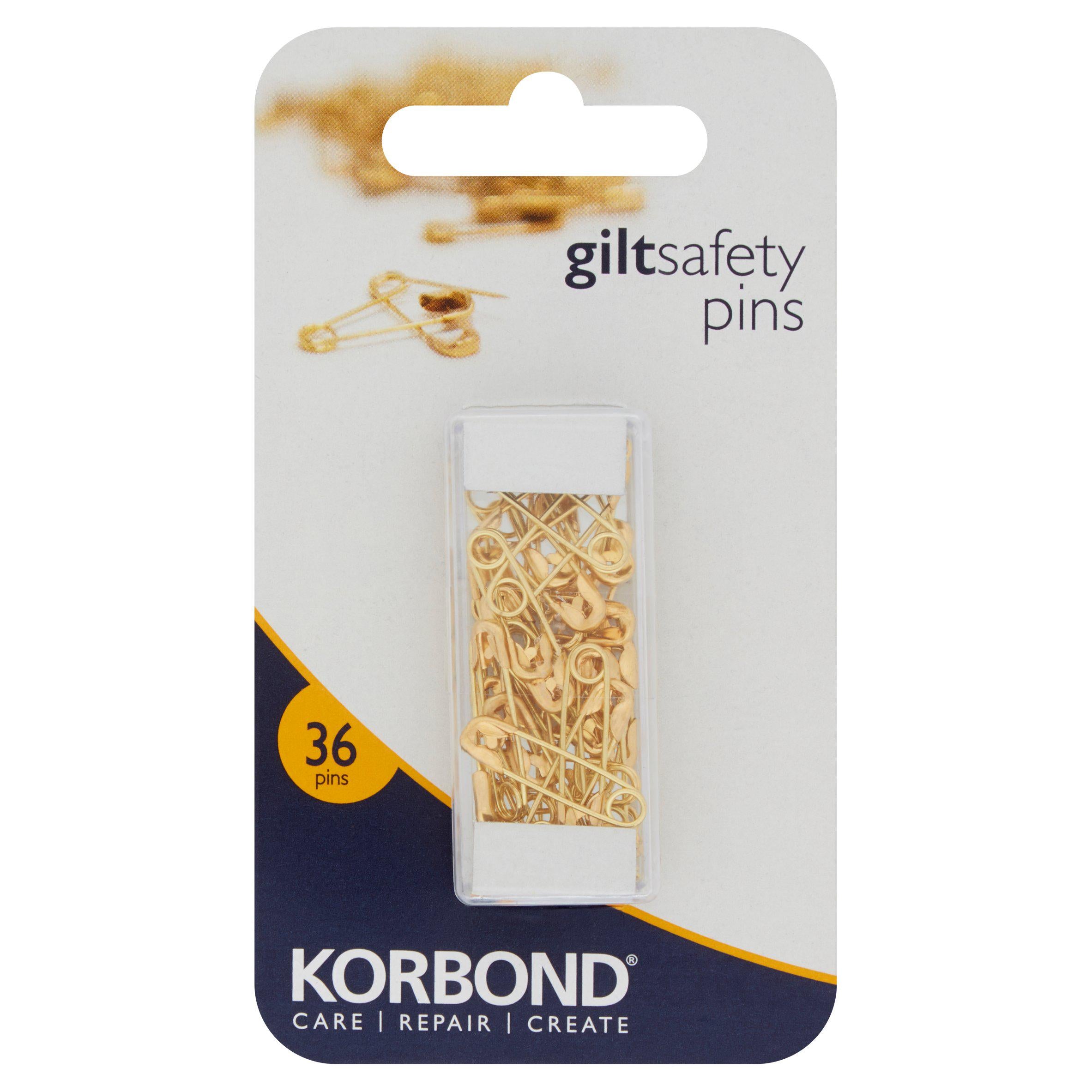 Korbond Care & Repair Gilt Safety Pins Assorted Sizes 36 Pins GOODS Sainsburys   