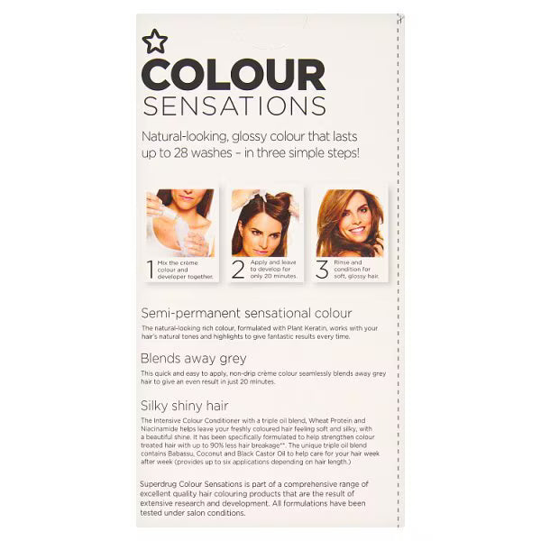 Superdrug Sensations Rich Honey Brown 7.73 hair dye (British brand)