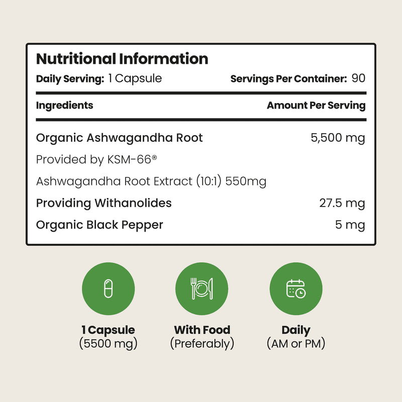 VitaBright Ashwagandha KSM-66 supplement 90 capsules - British product
