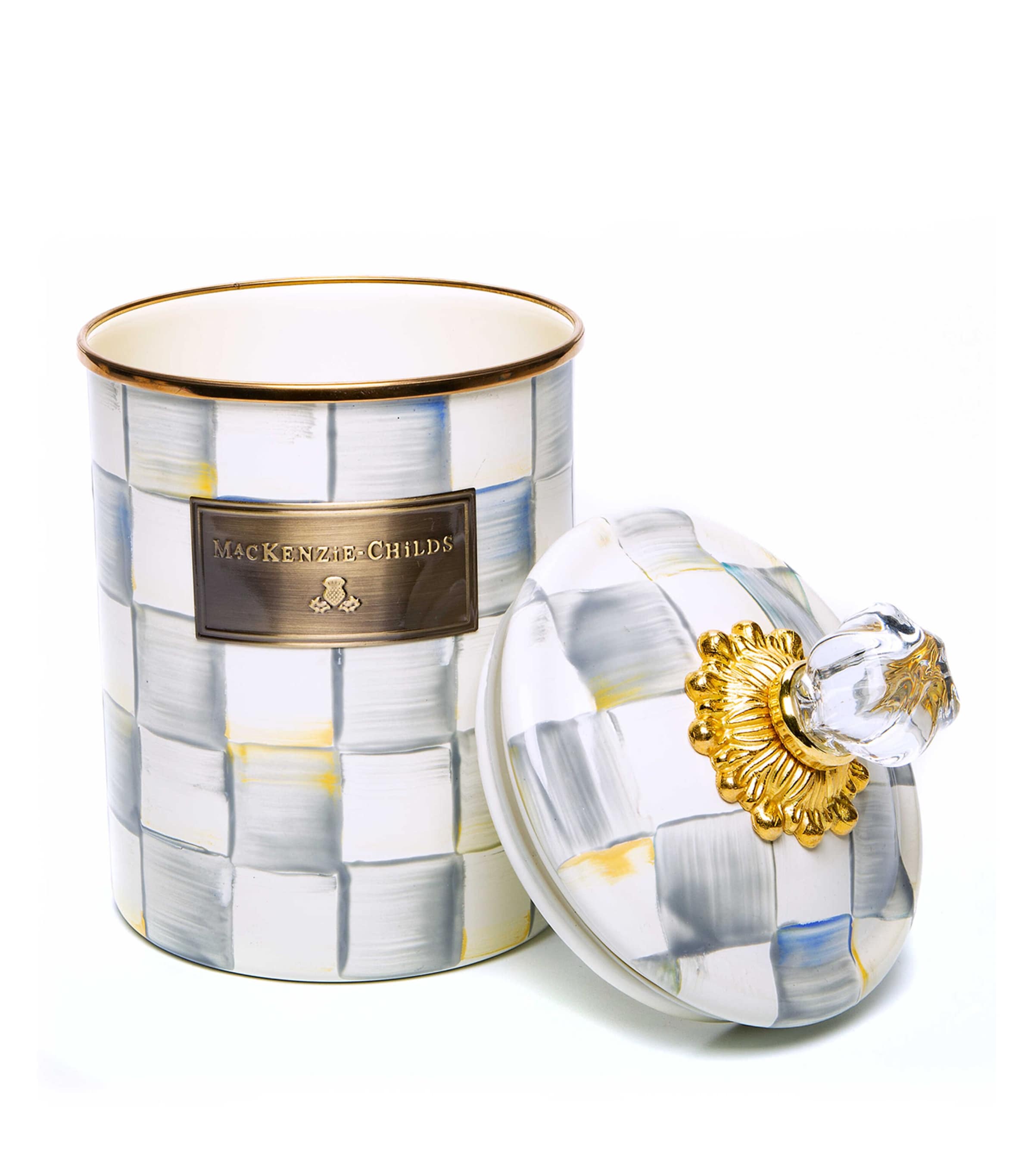 MacKenzie-Childs Sterling Check canister 21.5cm, imported from the UK