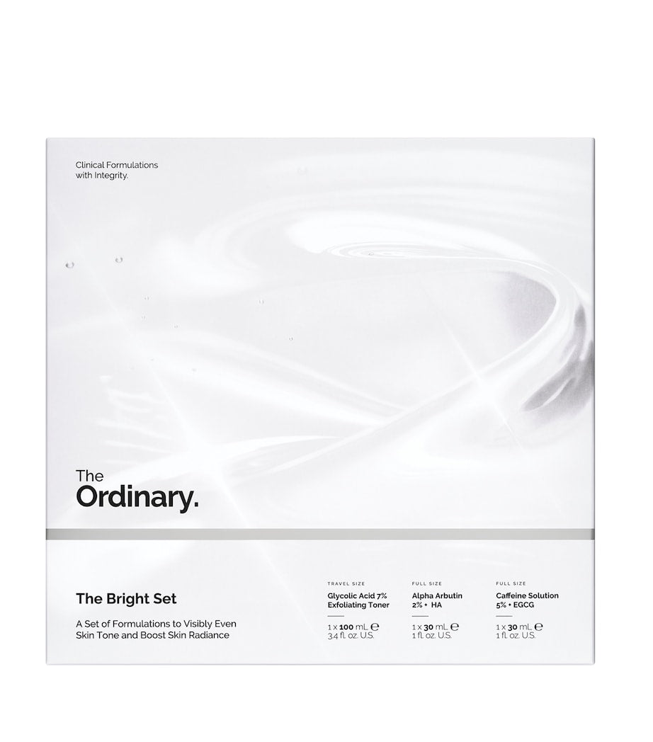 The Ordinary Bright Set with glycolic toner and serums, imported from the UK