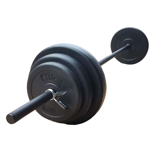 HXGN 20kg adjustable barbell weight set with black plates, UK version