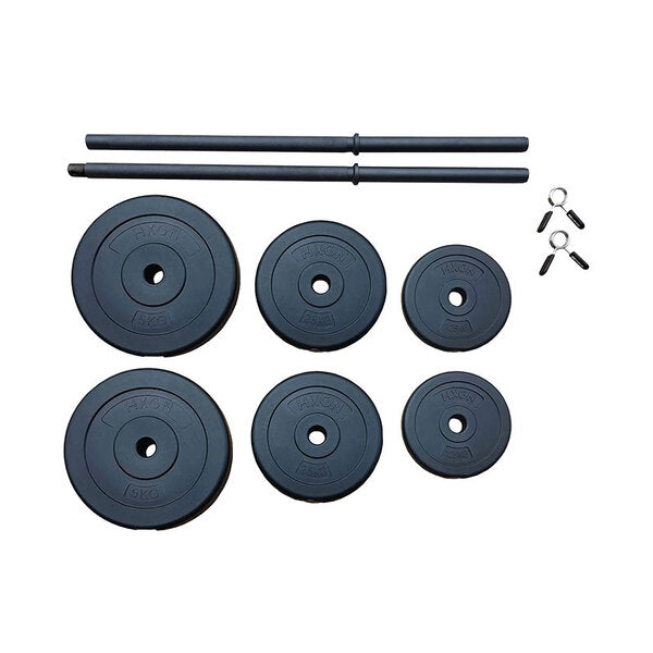 HXGN 20kg adjustable barbell weight set with black plates, UK version
