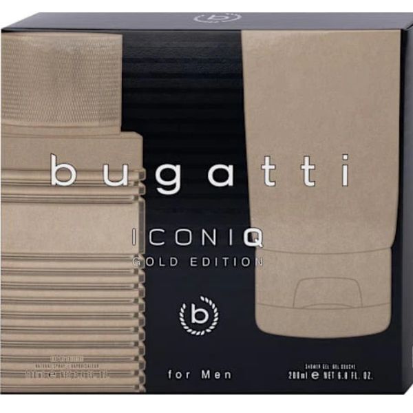Bugatti Iconiq Gold gift set with EDT and shower gel, UK version